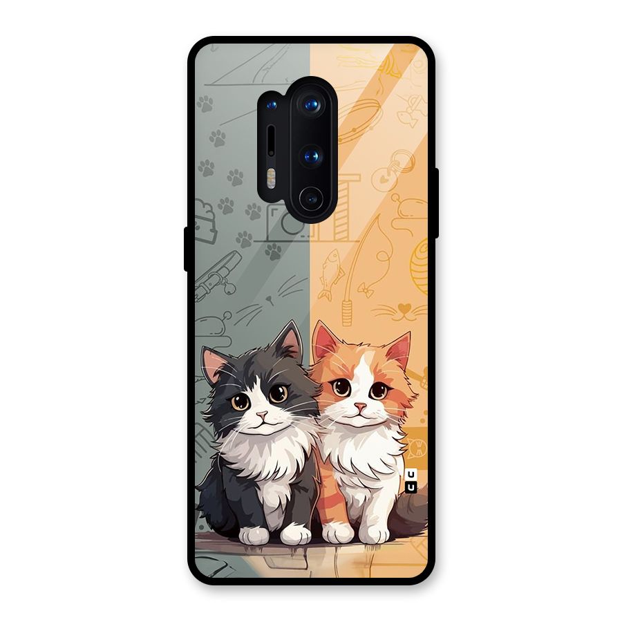 Cute Lovely Cats Glass Back Case for OnePlus 8 Pro