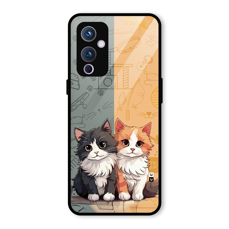 Cute Lovely Cats Glass Back Case for OnePlus 9