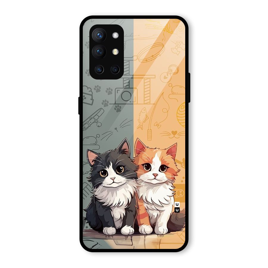 Cute Lovely Cats Glass Back Case for OnePlus 9R