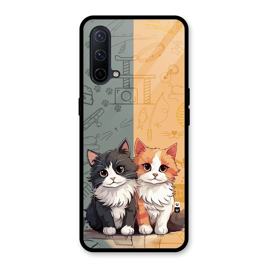 Cute Lovely Cats Glass Back Case for OnePlus Nord CE 5G