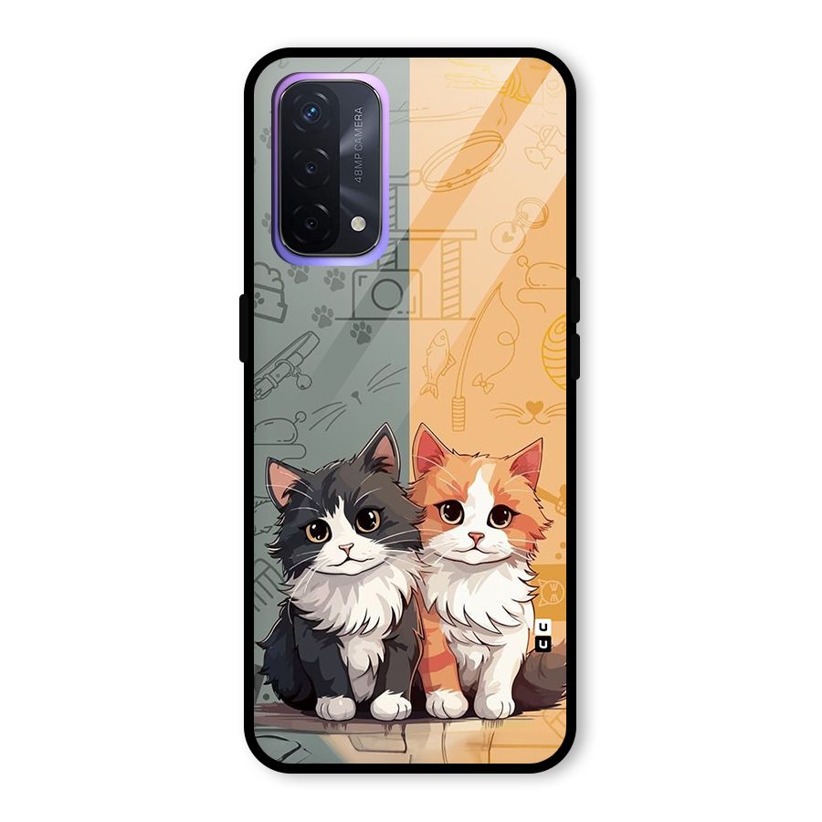 Cute Lovely Cats Glass Back Case for Oppo A74 5G