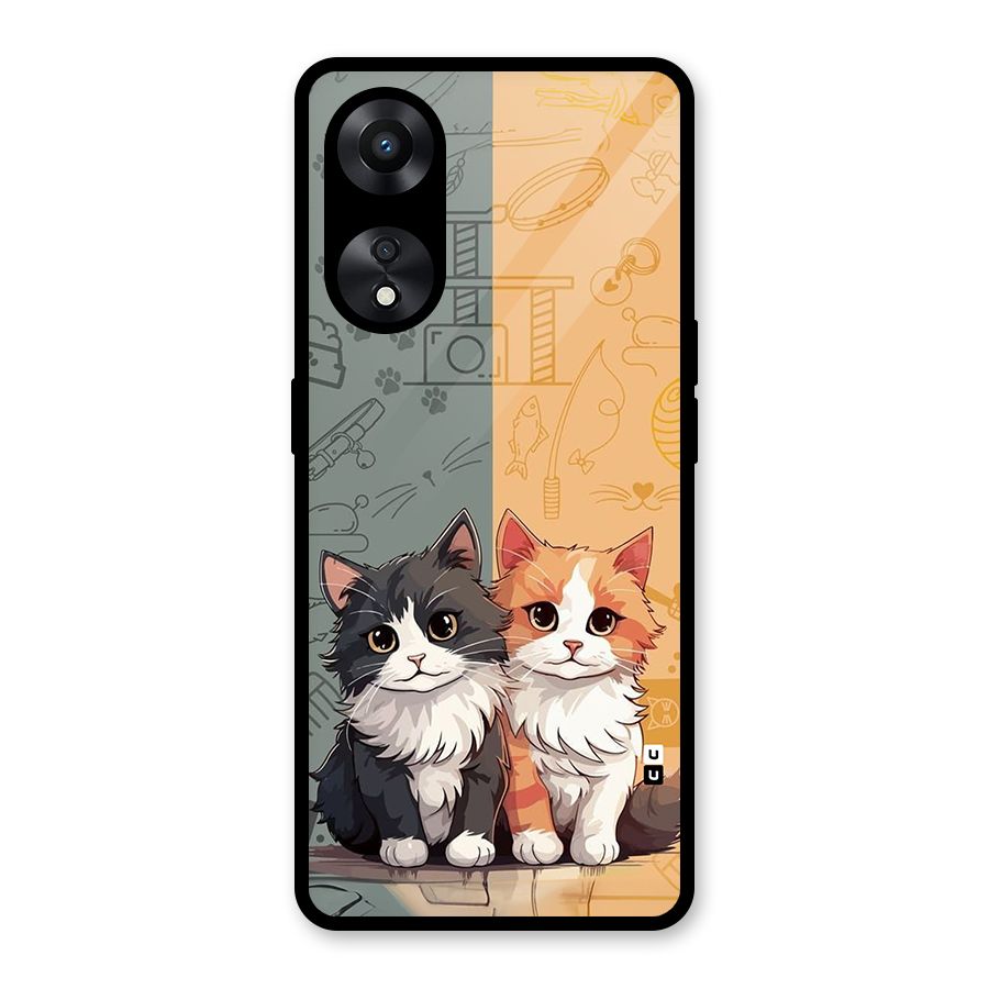 Cute Lovely Cats Glass Back Case for Oppo A78