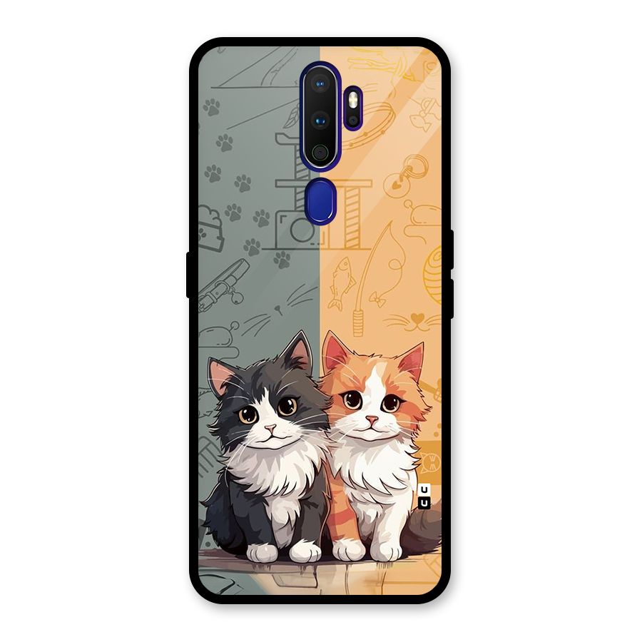 Cute Lovely Cats Glass Back Case for Oppo A9 (2020)
