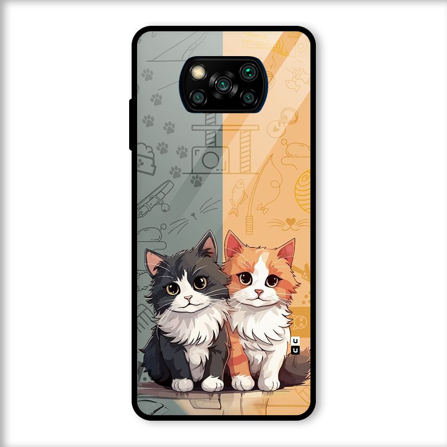 Cute Lovely Cats Glass Back Case for Poco X3