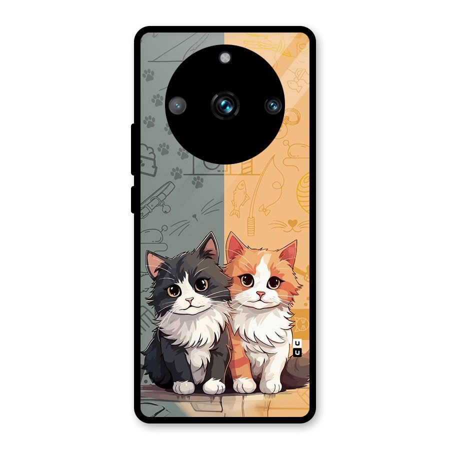 Cute Lovely Cats Glass Back Case for Realme 11 Pro Plus