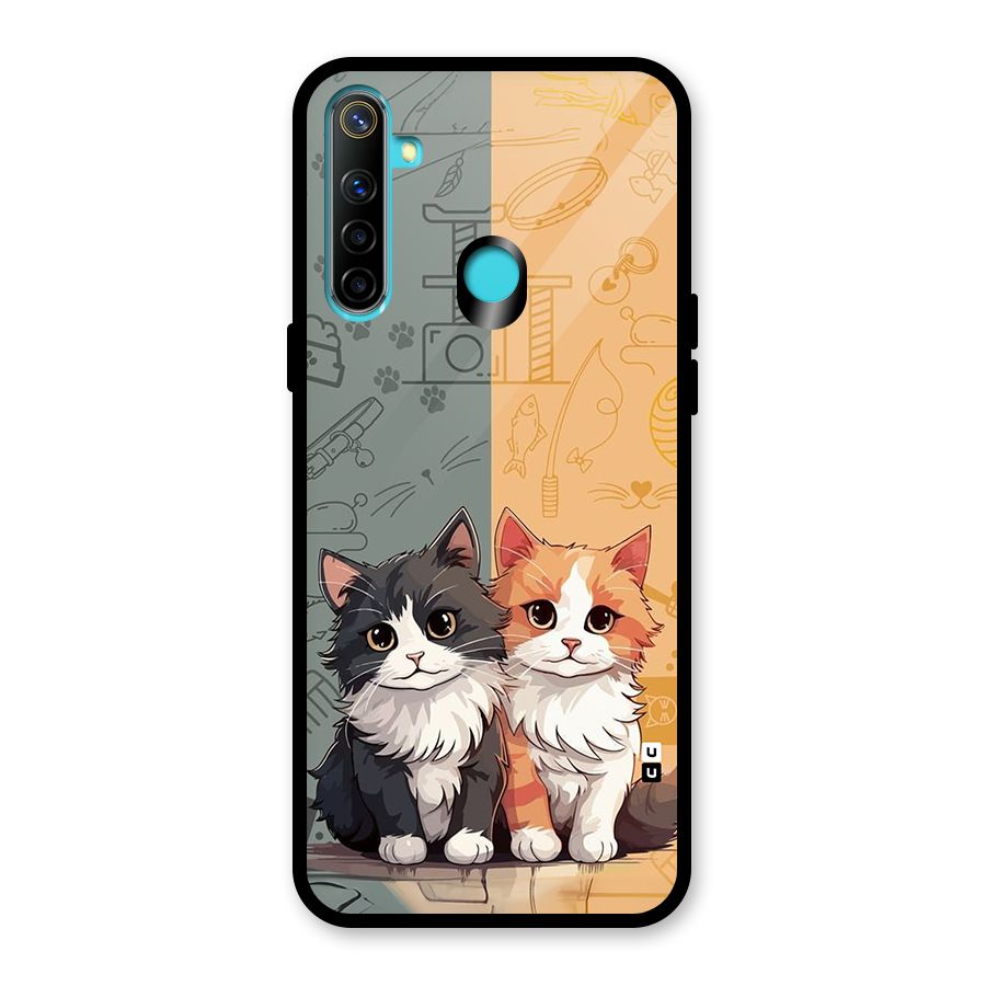 Cute Lovely Cats Glass Back Case for Realme 5i
