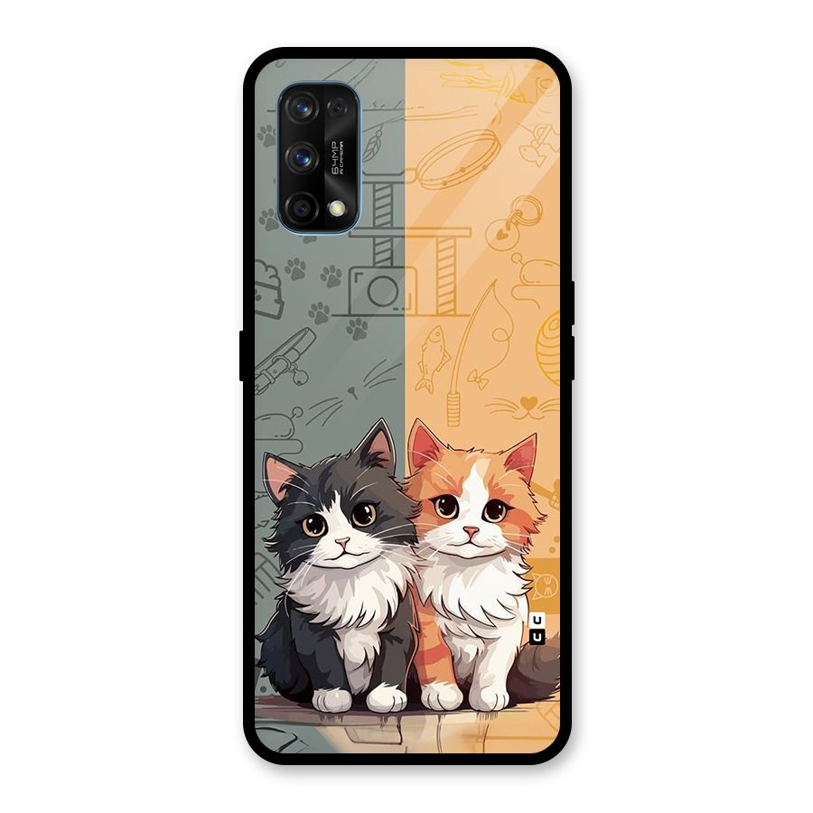 Cute Lovely Cats Glass Back Case for Realme 7 Pro