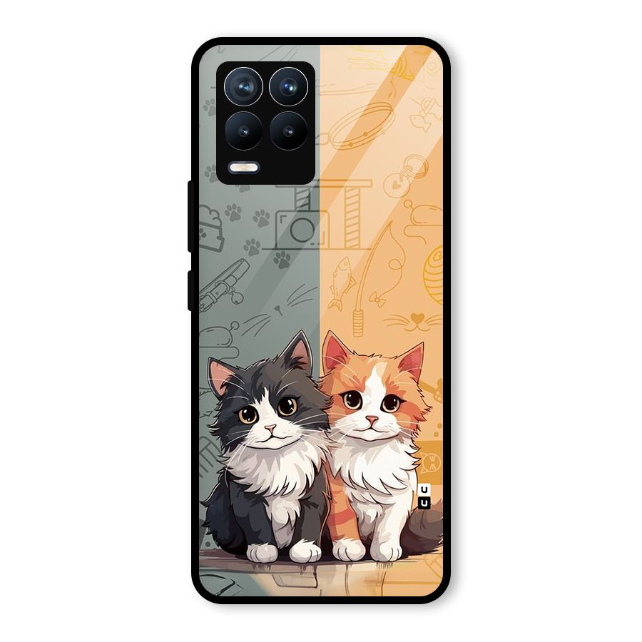 Cute Lovely Cats Glass Back Case for Realme 8 Pro