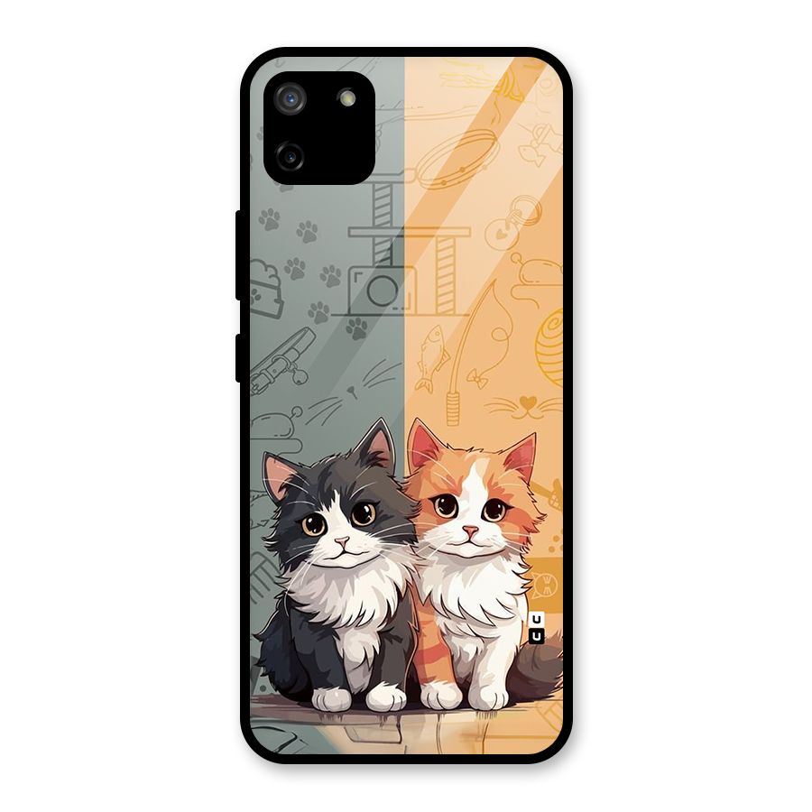 Cute Lovely Cats Glass Back Case for Realme C11