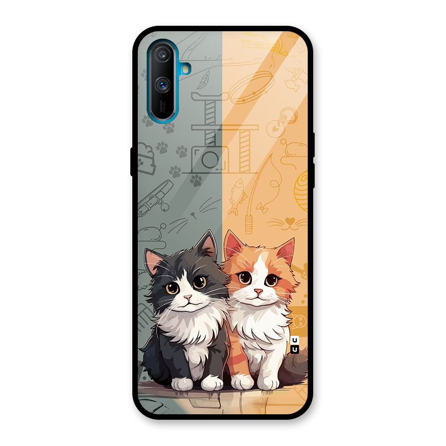Cute Lovely Cats Glass Back Case for Realme C3