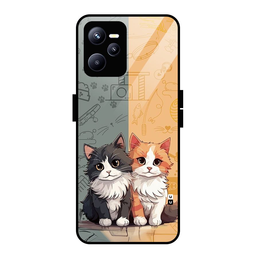 Cute Lovely Cats Glass Back Case for Realme C35