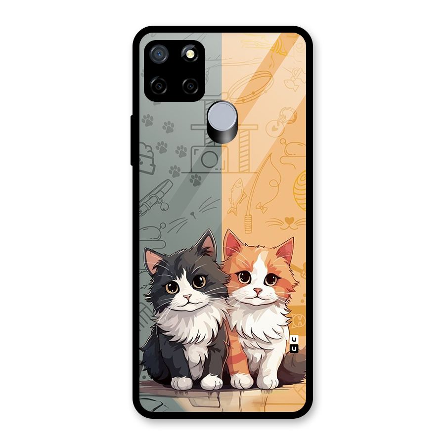 Cute Lovely Cats Glass Back Case for Realme Narzo 20