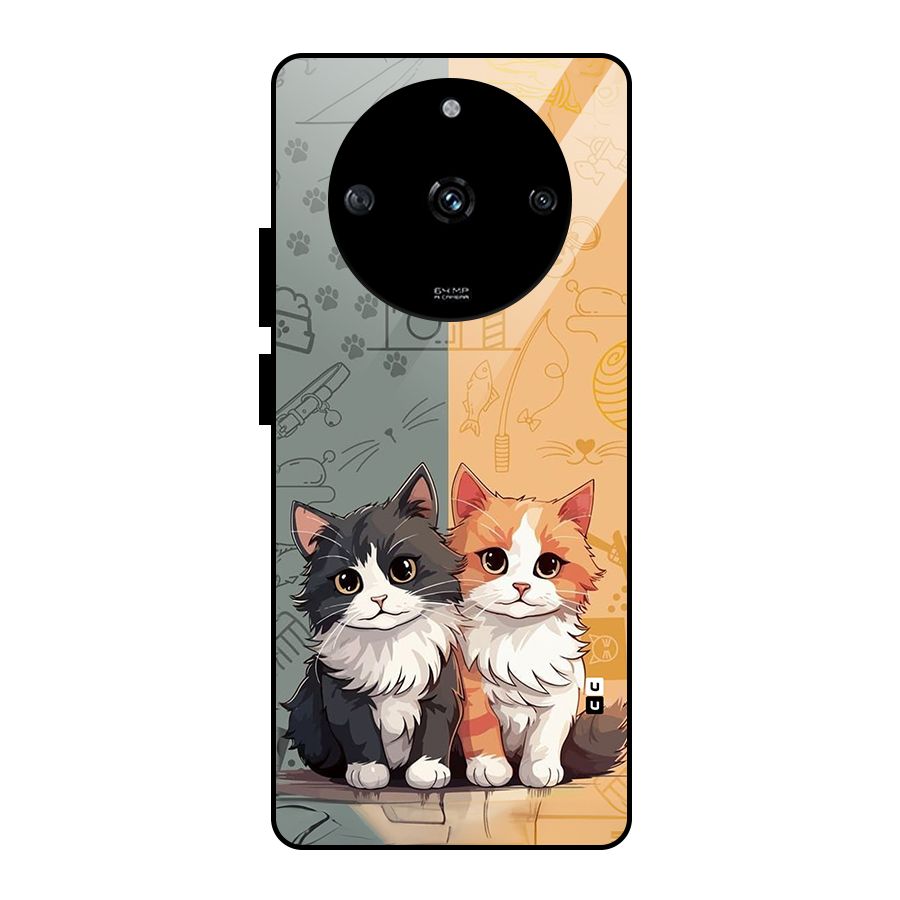 Cute Lovely Cats Glass Back Case for Realme Narzo 60 5G
