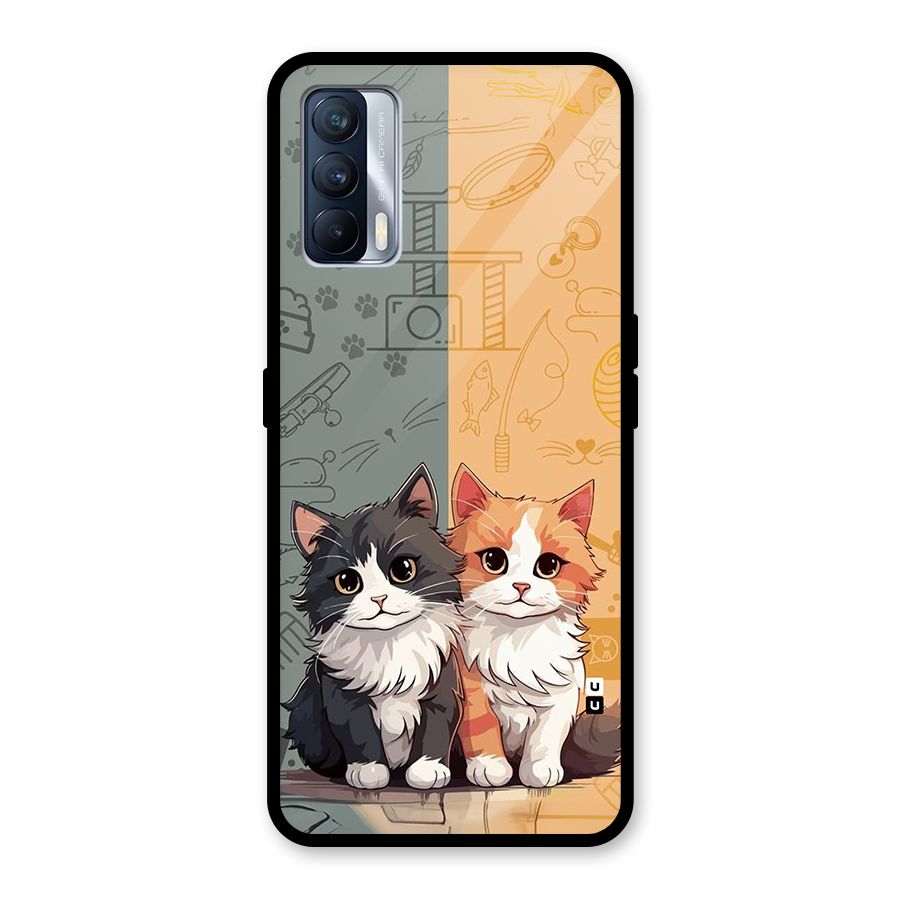 Cute Lovely Cats Glass Back Case for Realme X7
