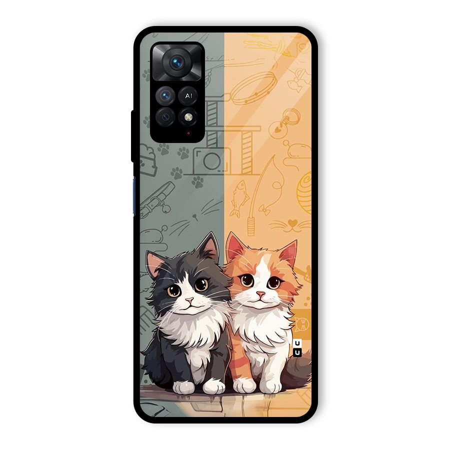 Cute Lovely Cats Glass Back Case for Redmi Note 11 Pro