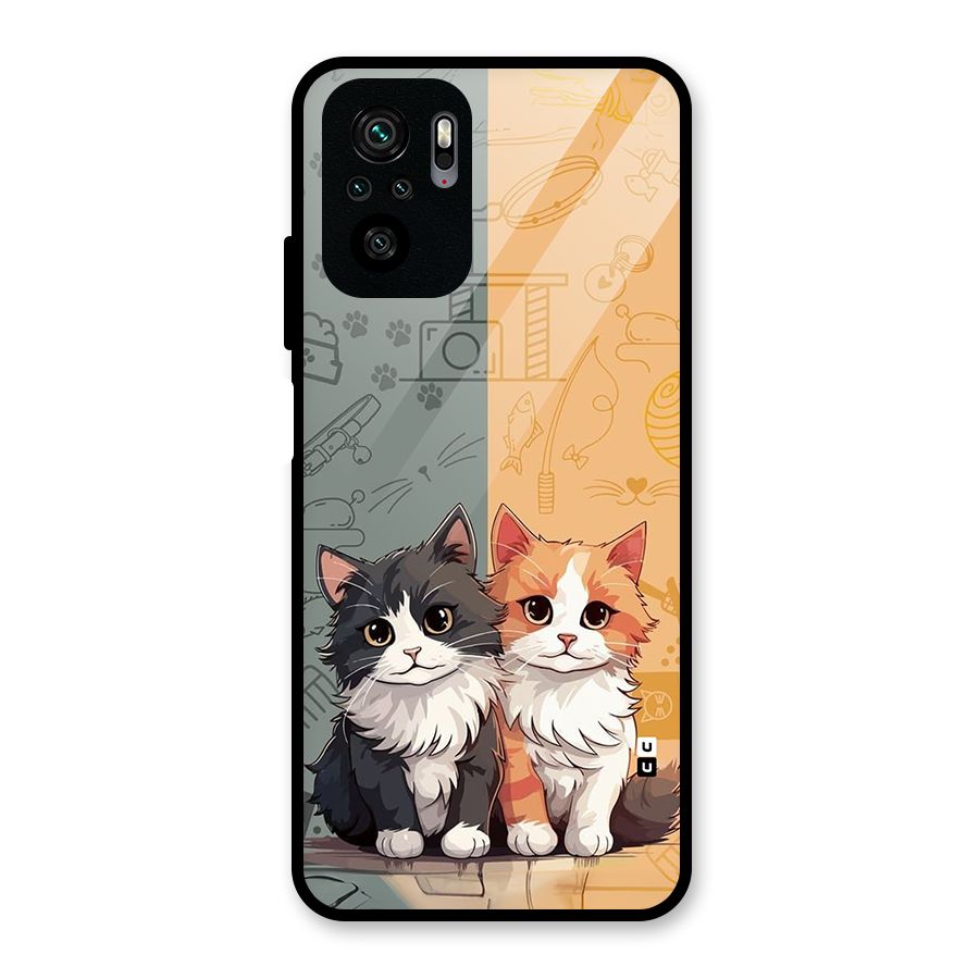 Cute Lovely Cats Glass Back Case for Redmi Note 11 SE