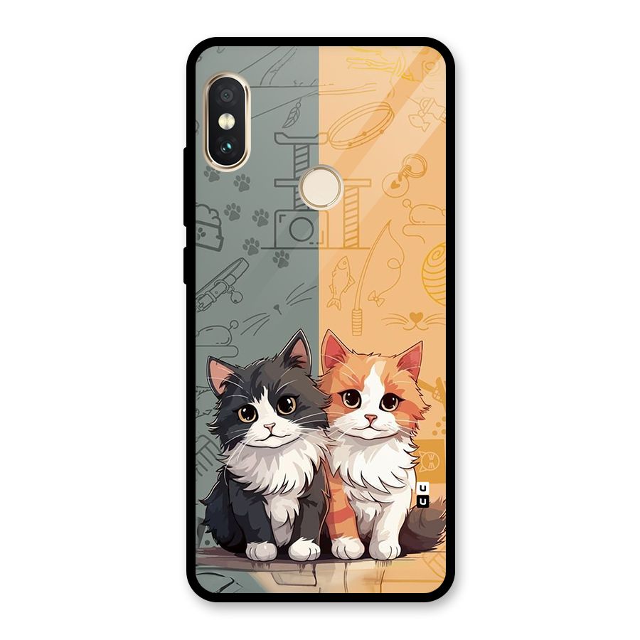 Cute Lovely Cats Glass Back Case for Redmi Note 5 Pro
