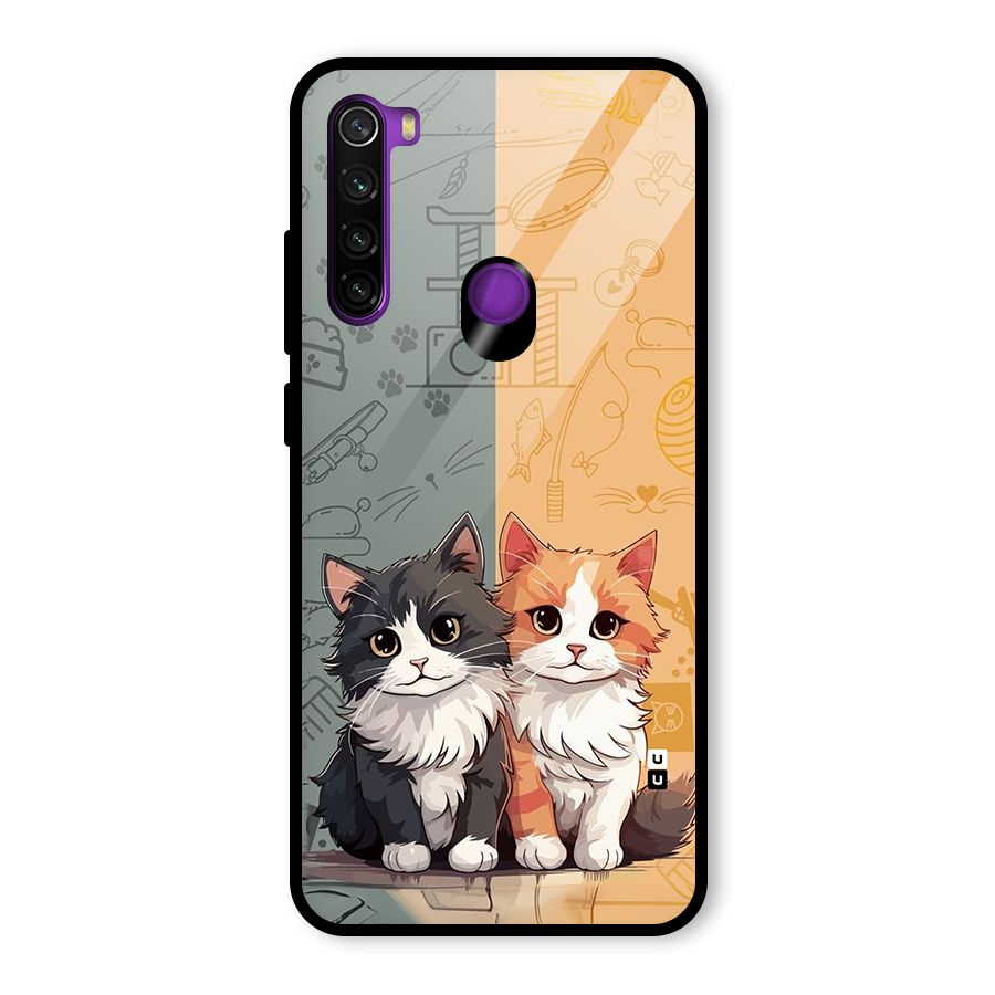 Cute Lovely Cats Glass Back Case for Redmi Note 8