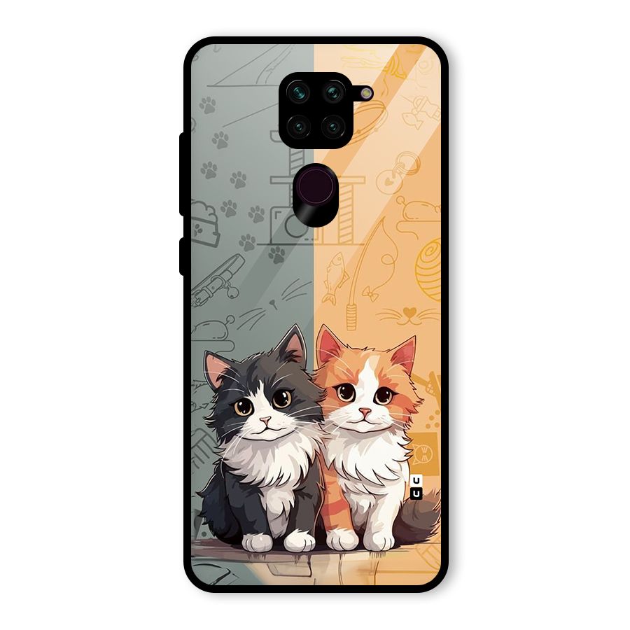 Cute Lovely Cats Glass Back Case for Redmi Note 9