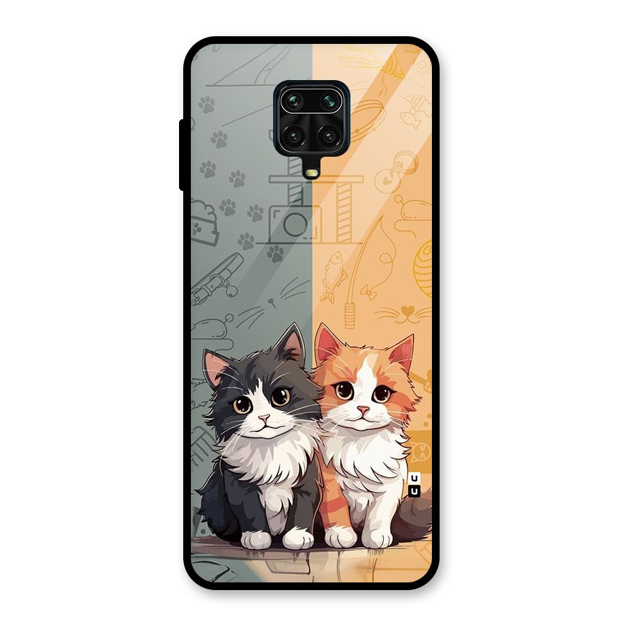Cute Lovely Cats Glass Back Case for Redmi Note 9 Pro