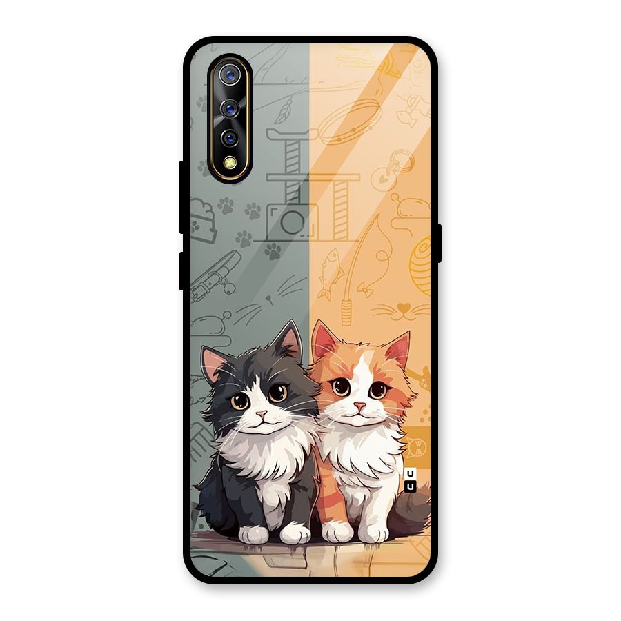 Cute Lovely Cats Glass Back Case for Vivo S1
