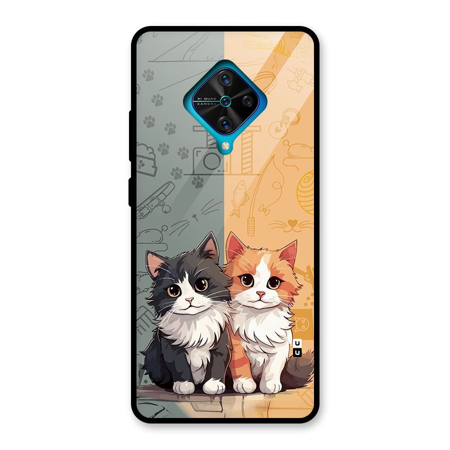 Cute Lovely Cats Glass Back Case for Vivo S1 Pro