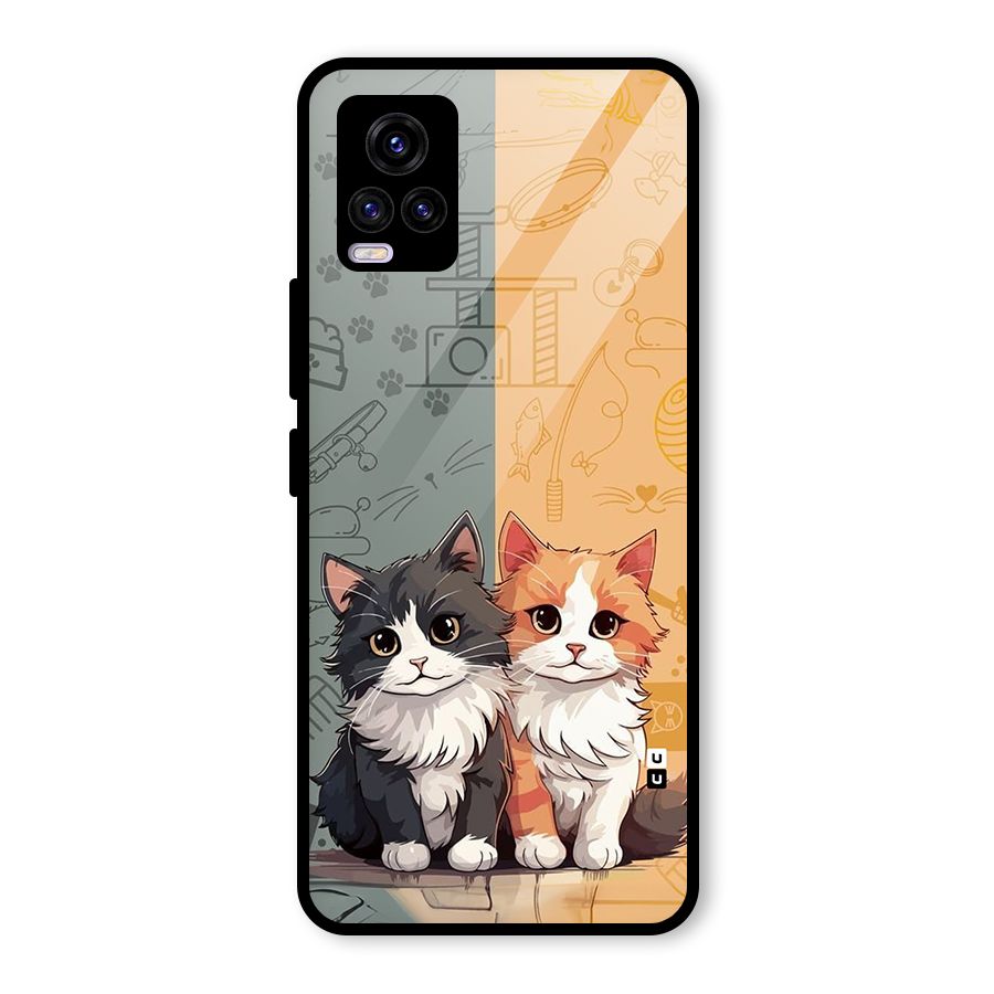 Cute Lovely Cats Glass Back Case for Vivo V20