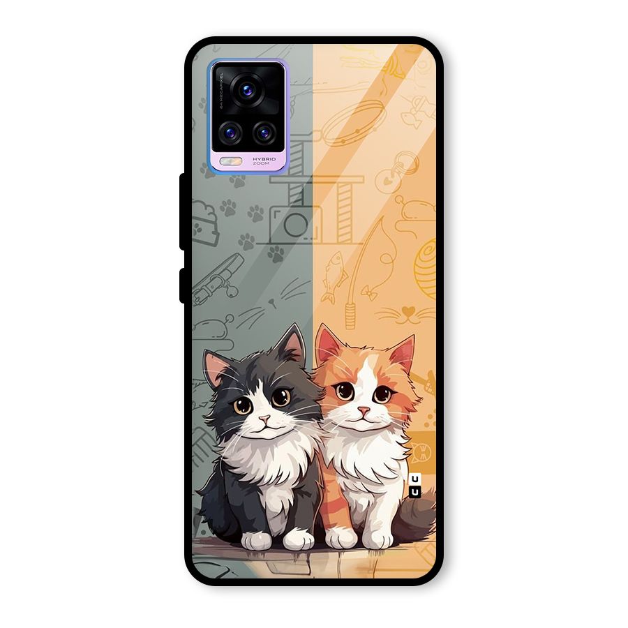 Cute Lovely Cats Glass Back Case for Vivo V20 Pro