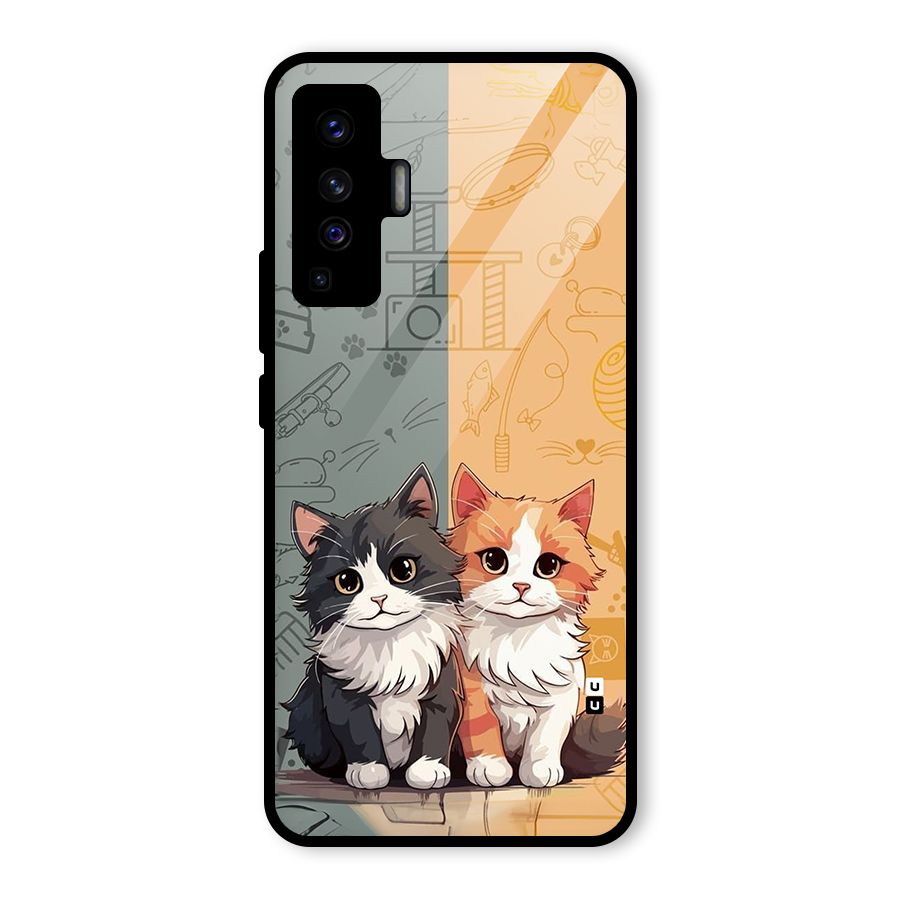 Cute Lovely Cats Glass Back Case for Vivo X50