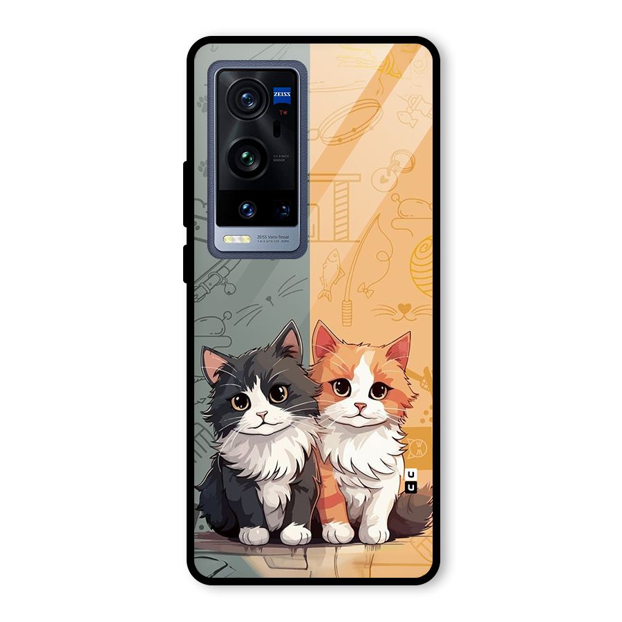 Cute Lovely Cats Glass Back Case for Vivo X60 Pro Plus