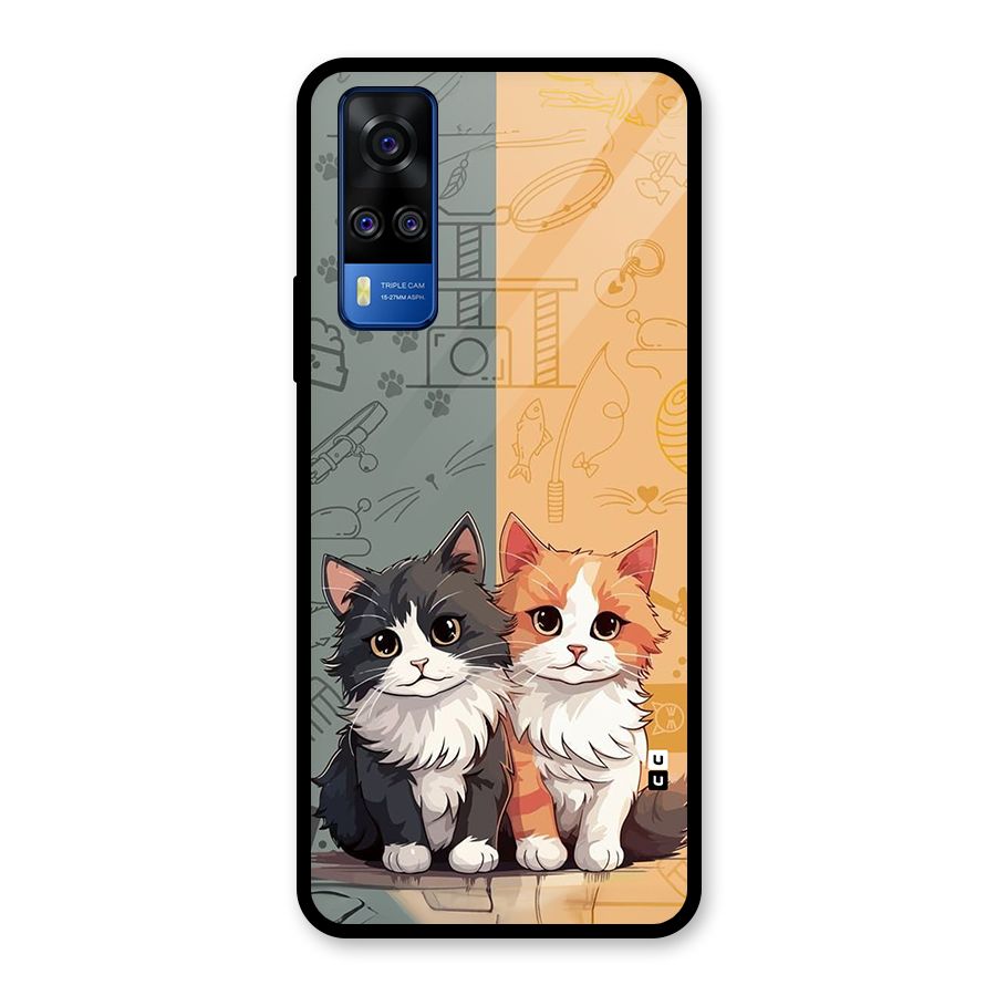 Cute Lovely Cats Glass Back Case for Vivo Y31