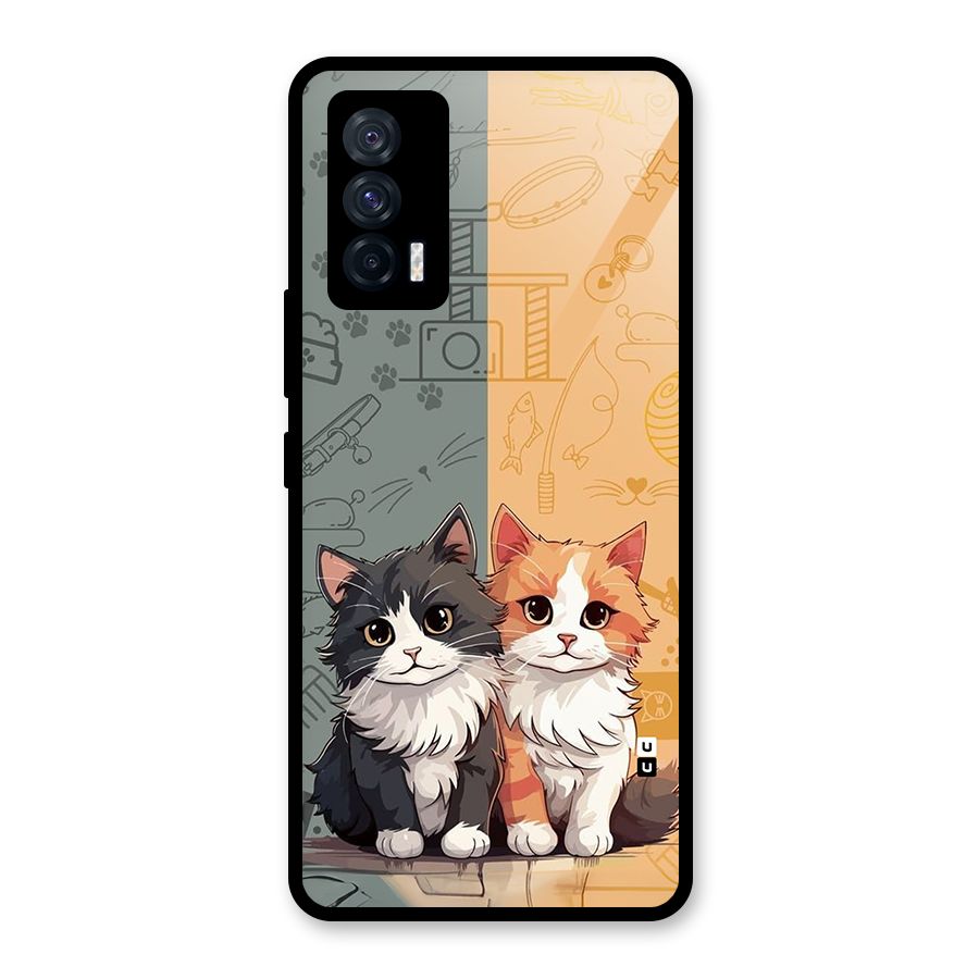 Cute Lovely Cats Glass Back Case for Vivo iQOO 7 5G