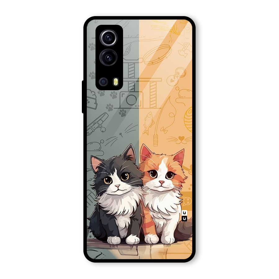 Cute Lovely Cats Glass Back Case for Vivo iQOO Z3