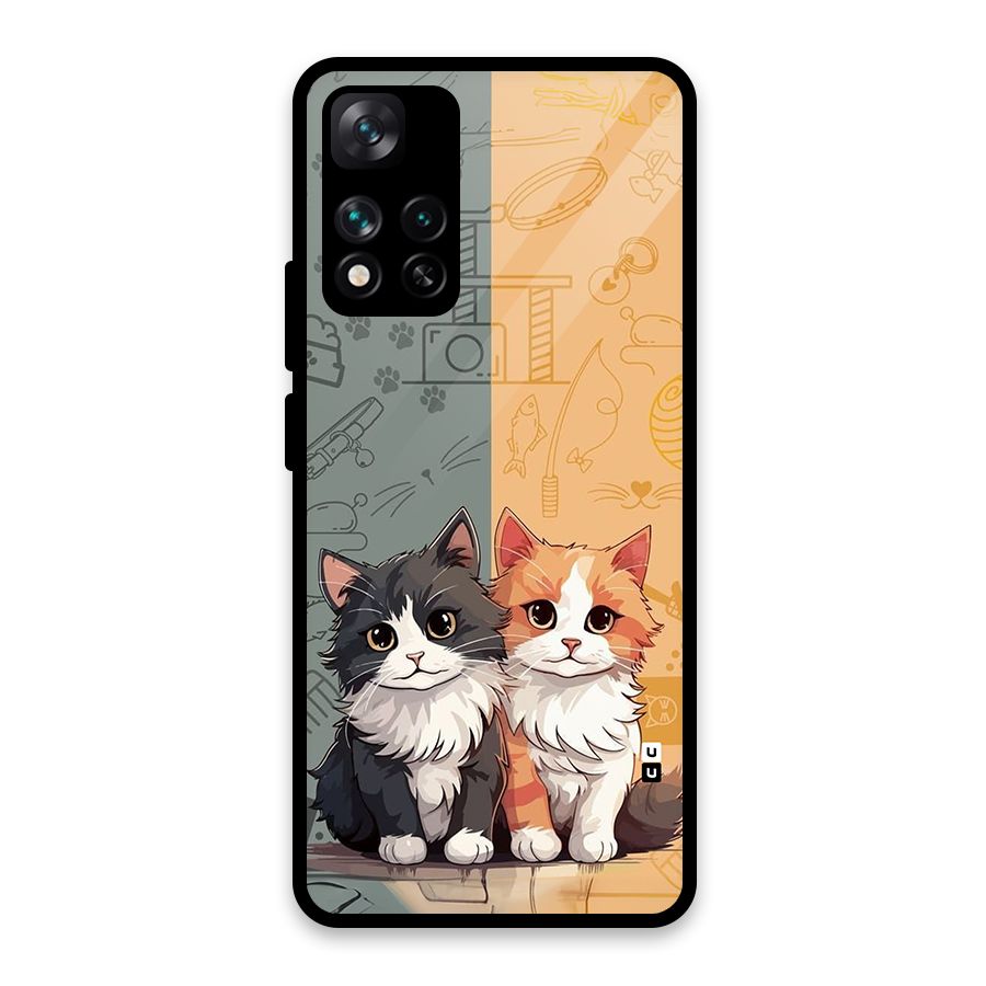 Cute Lovely Cats Glass Back Case for Xiaomi 11i HyperCharge 5G