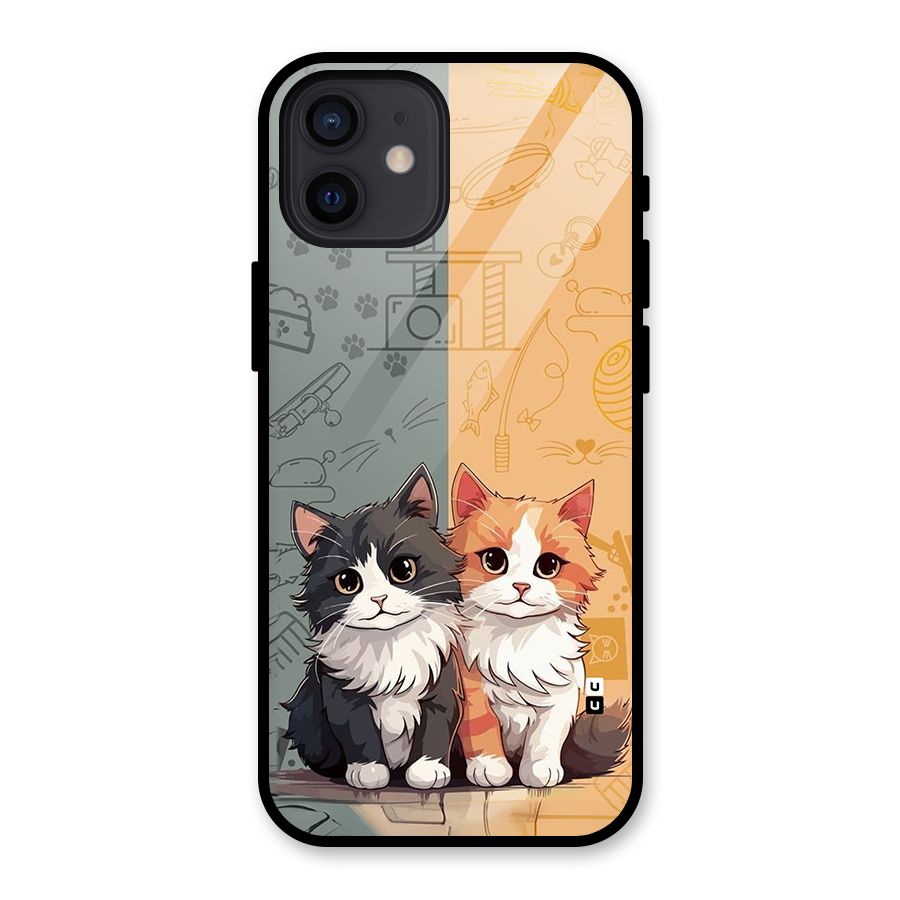 Cute Lovely Cats Glass Back Case for iPhone 12