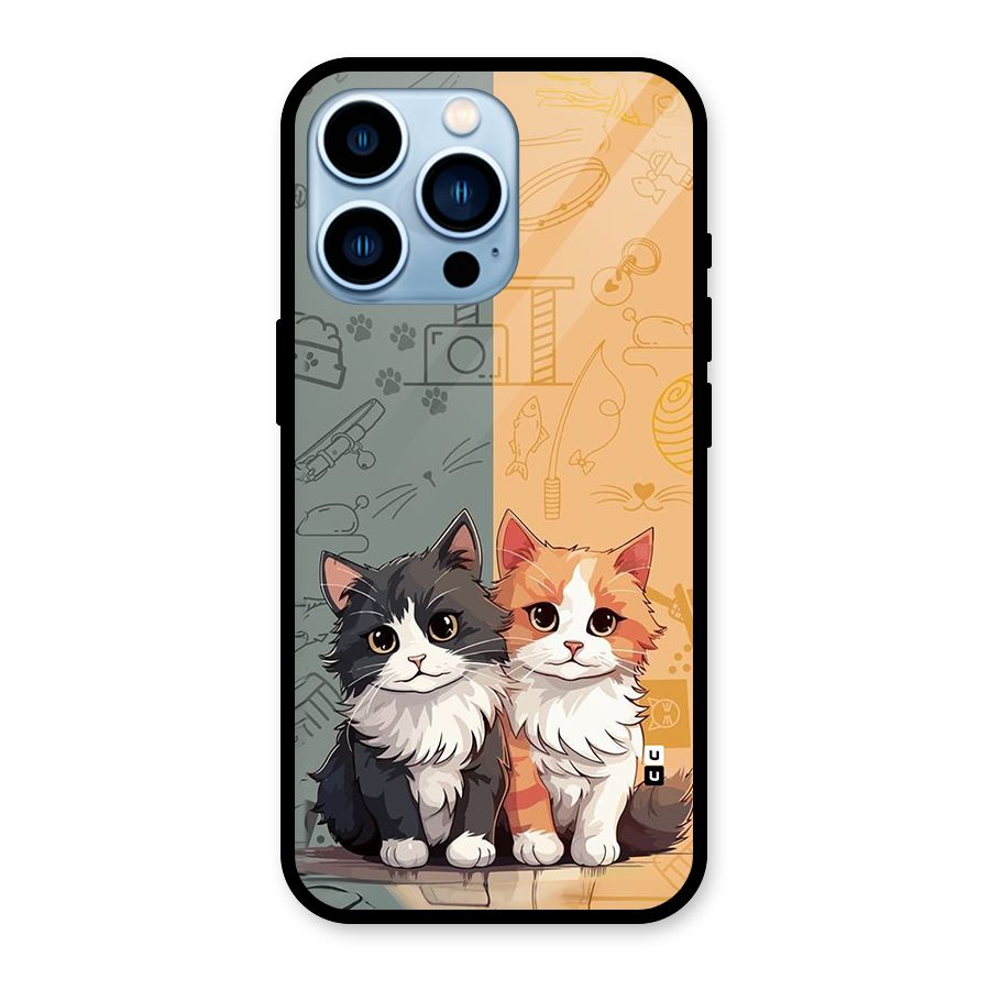 Cute Lovely Cats Glass Back Case for iPhone 13 Pro