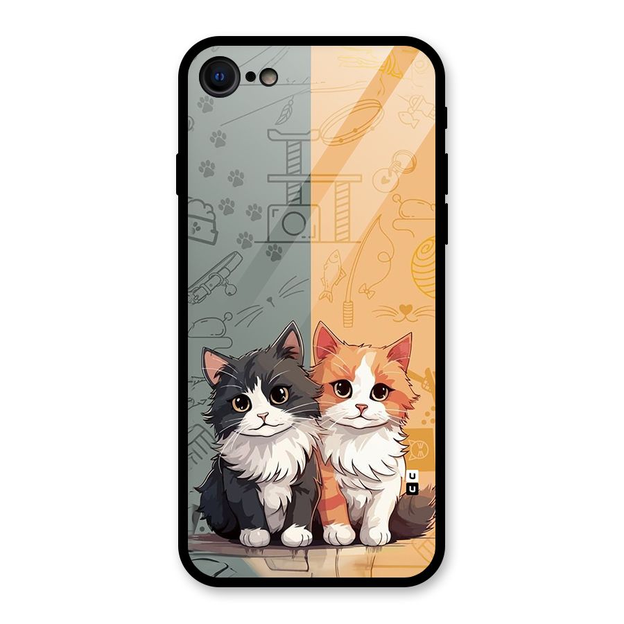 Cute Lovely Cats Glass Back Case for iPhone SE 2022