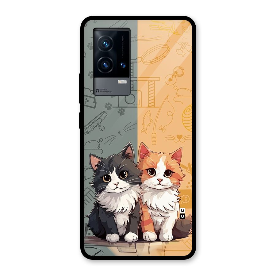 Cute Lovely Cats Glass Back Case for iQOO 9 5G