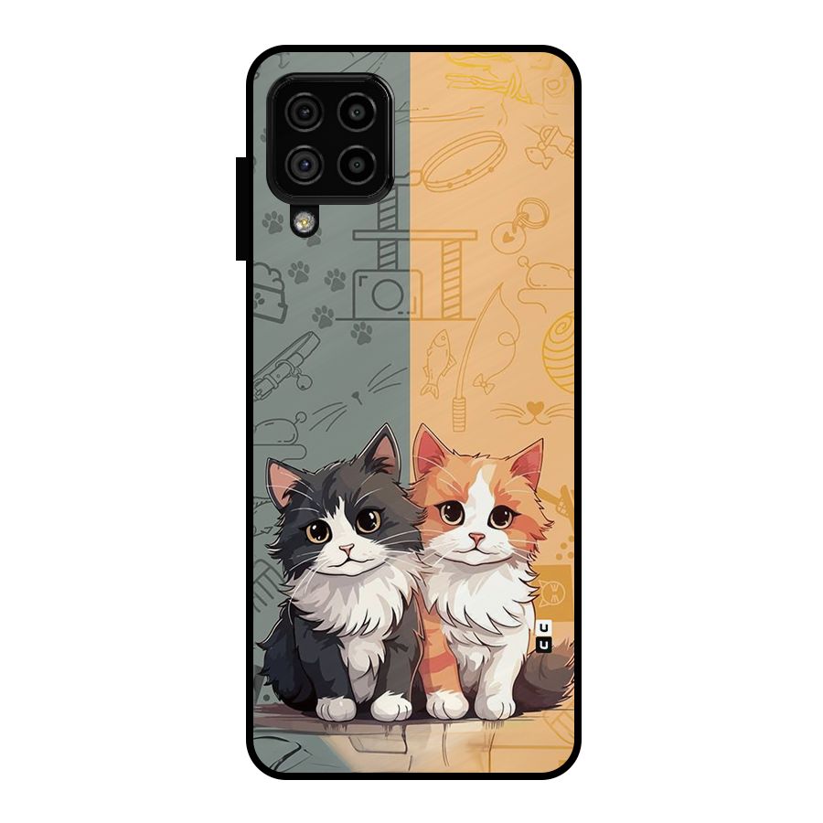 Cute Lovely Cats Metal Back Case for Galaxy A22 4G