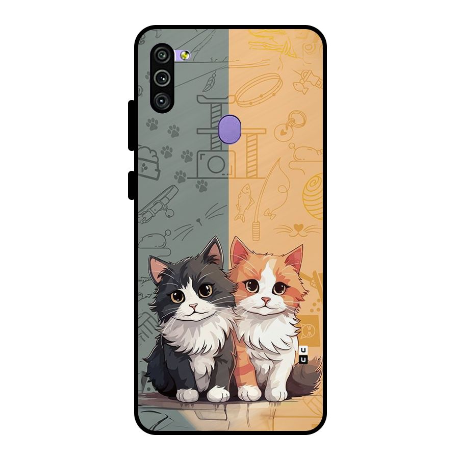 Cute Lovely Cats Metal Back Case for Galaxy M11