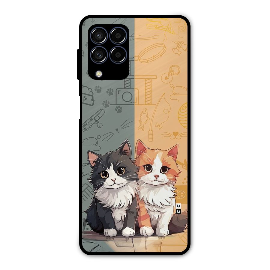 Cute Lovely Cats Metal Back Case for Galaxy M53 5G