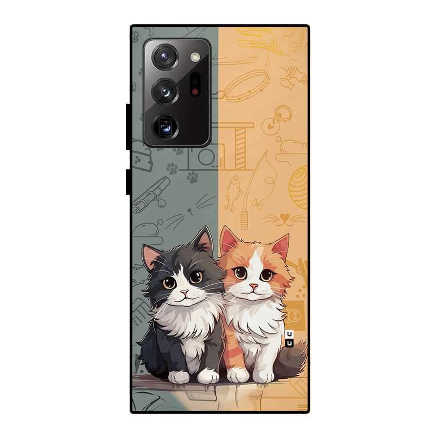 Cute Lovely Cats Metal Back Case for Galaxy Note 20 Ultra 5G