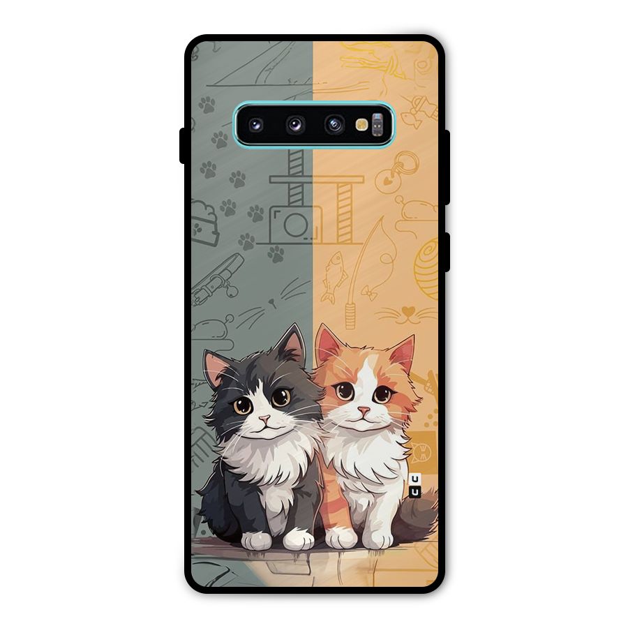 Cute Lovely Cats Metal Back Case for Galaxy S10 Plus