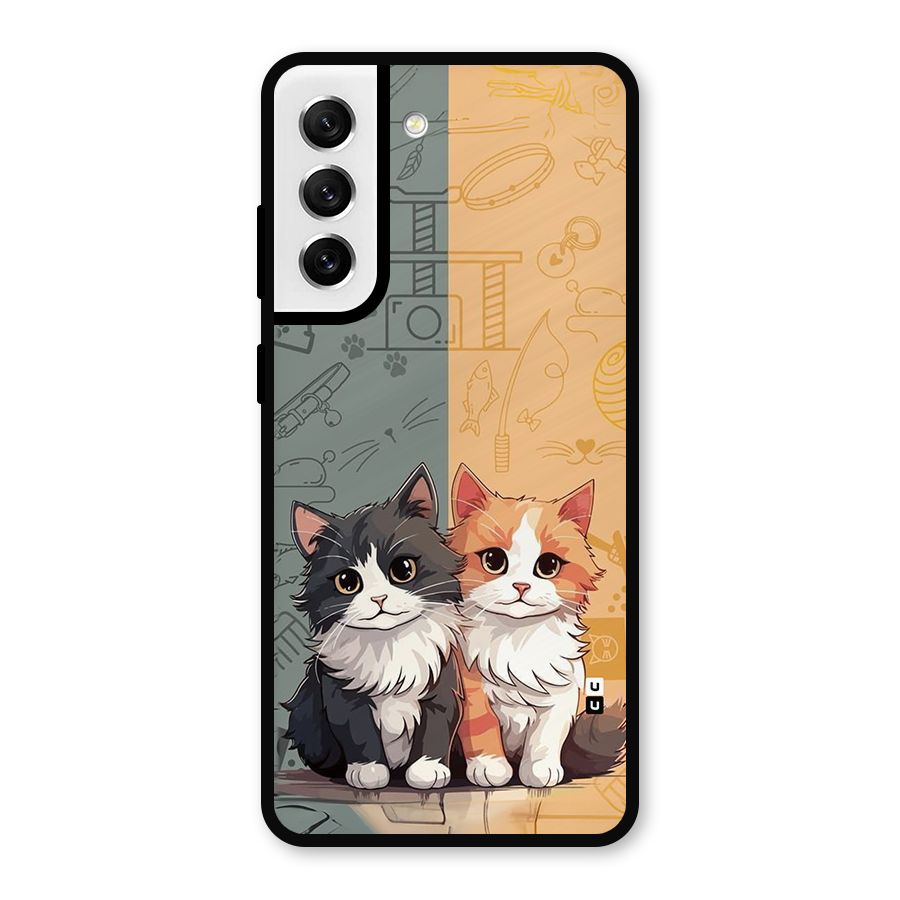 Cute Lovely Cats Metal Back Case for Galaxy S21 FE 5G