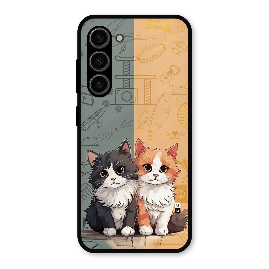 Cute Lovely Cats Metal Back Case for Galaxy S23