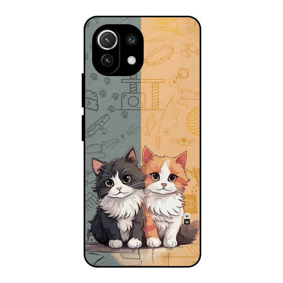 Cute Lovely Cats Metal Back Case for Mi 11 Lite NE 5G