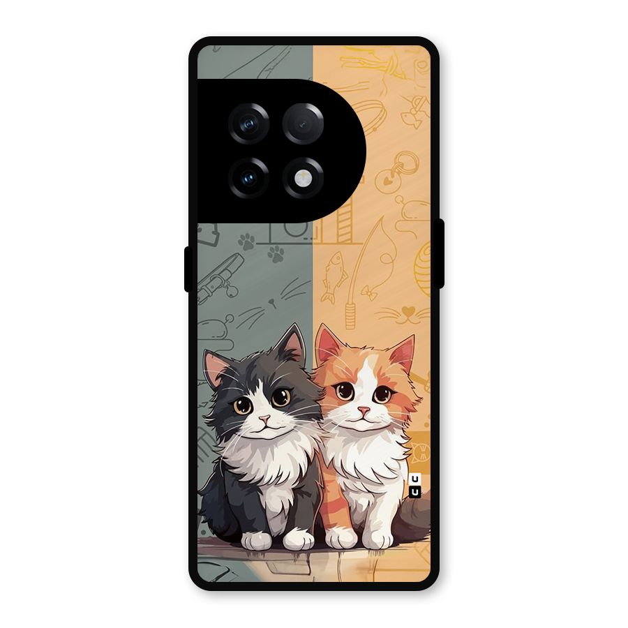 Cute Lovely Cats Metal Back Case for OnePlus 11R