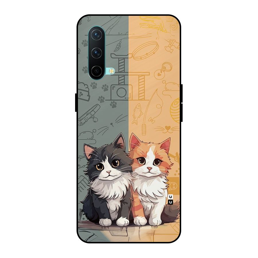 Cute Lovely Cats Metal Back Case for OnePlus Nord CE 5G
