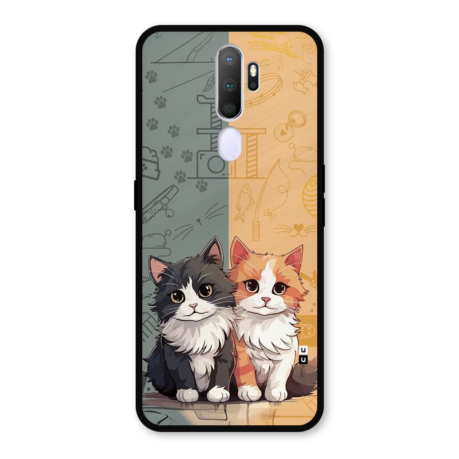 Cute Lovely Cats Metal Back Case for Oppo A5 (2020)