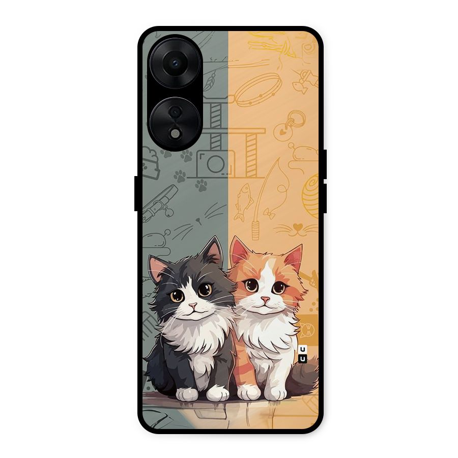 Cute Lovely Cats Metal Back Case for Oppo A78 5G